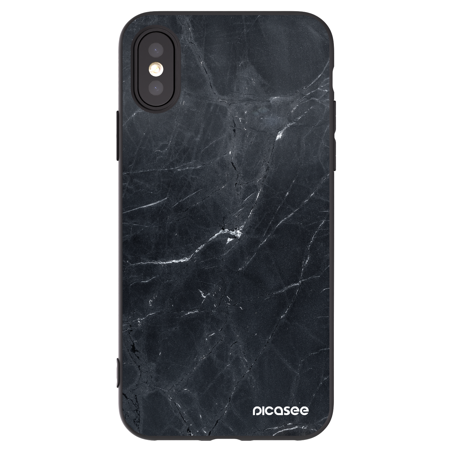 Picasee silikonski črni ovitek za Apple iPhone X/XS - Black marble