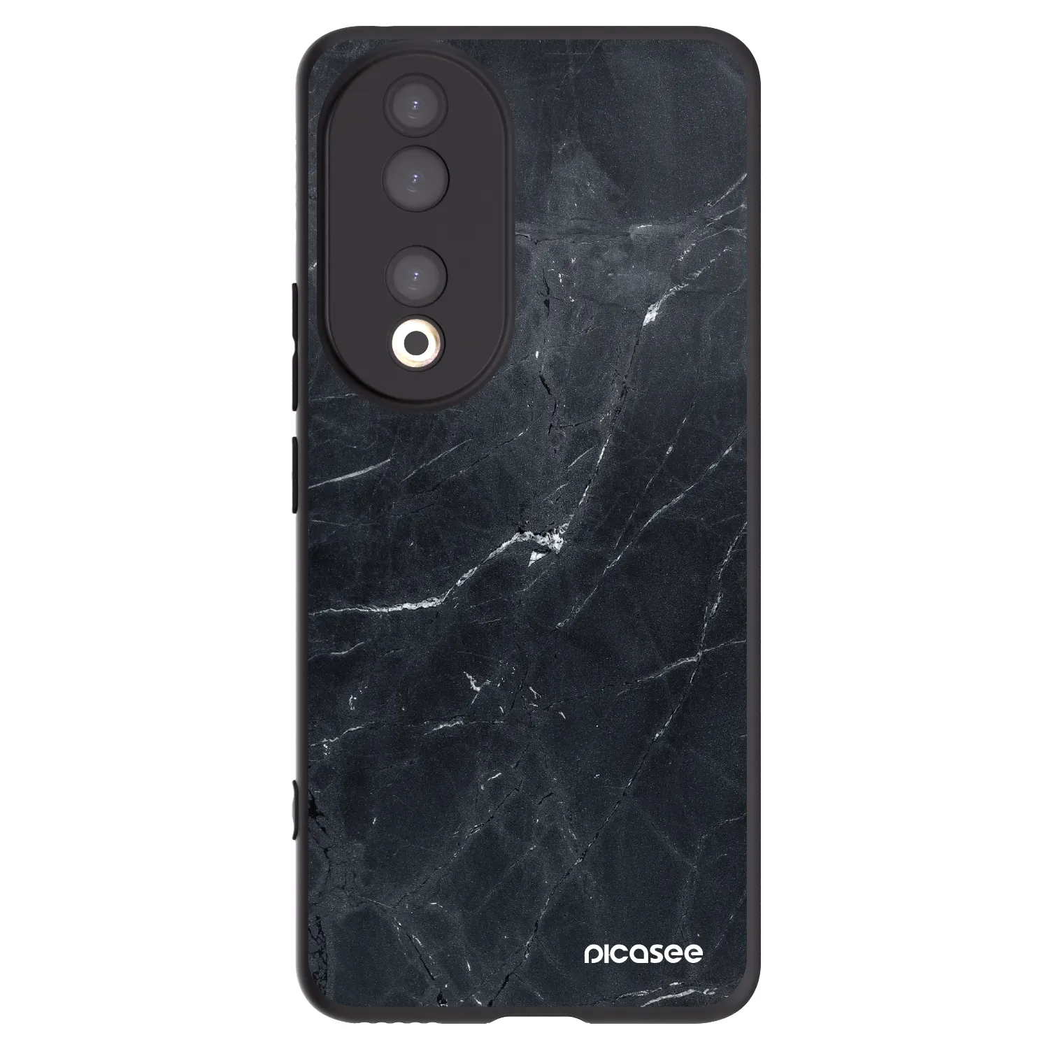 Picasee silikonski črni ovitek za Honor 90 5G - Black marble