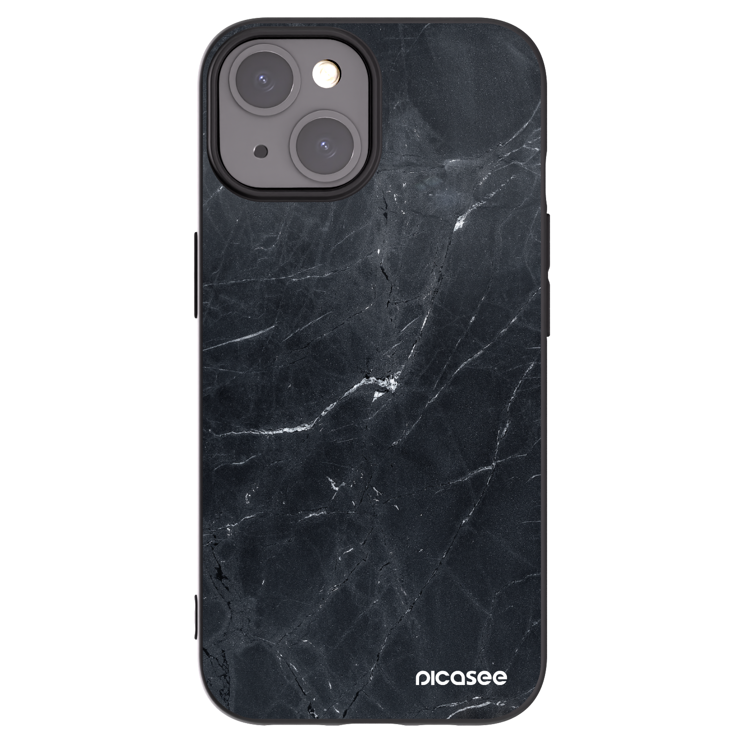 Picasee silikonski črni ovitek za Apple iPhone 15 - Black marble