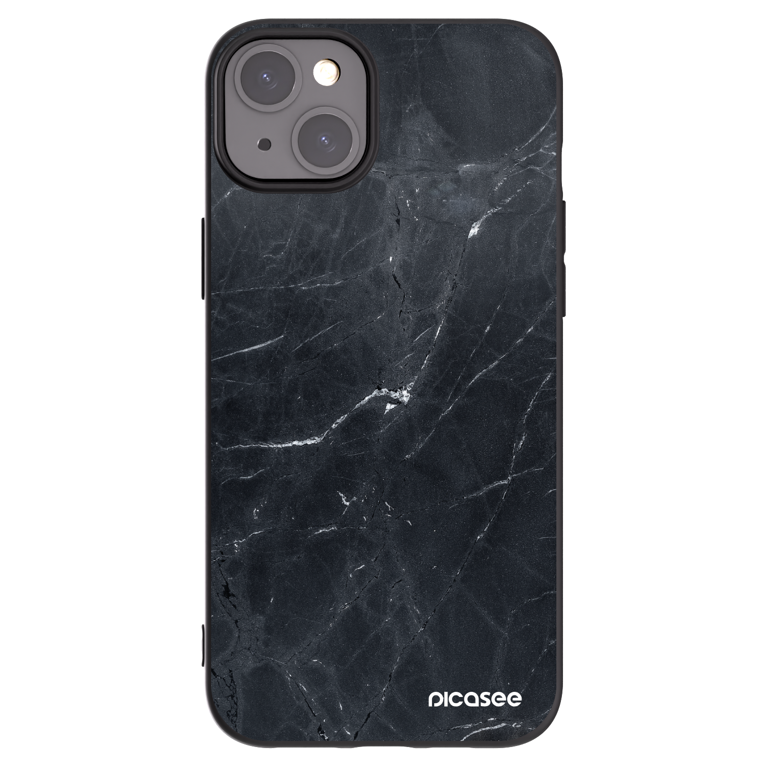 Picasee silikonski črni ovitek za Apple iPhone 15 Plus - Black marble