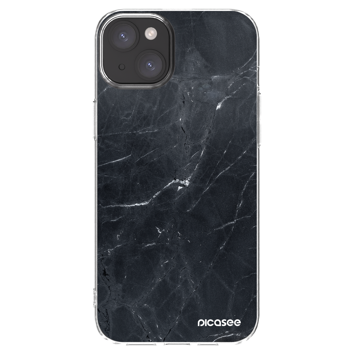 Picasee silikonski prozorni ovitek za Apple iPhone 15 Plus - Black marble