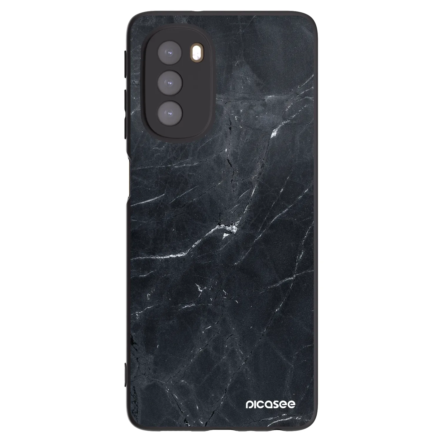 Picasee silikonski črni ovitek za Motorola Moto G51 - Black marble