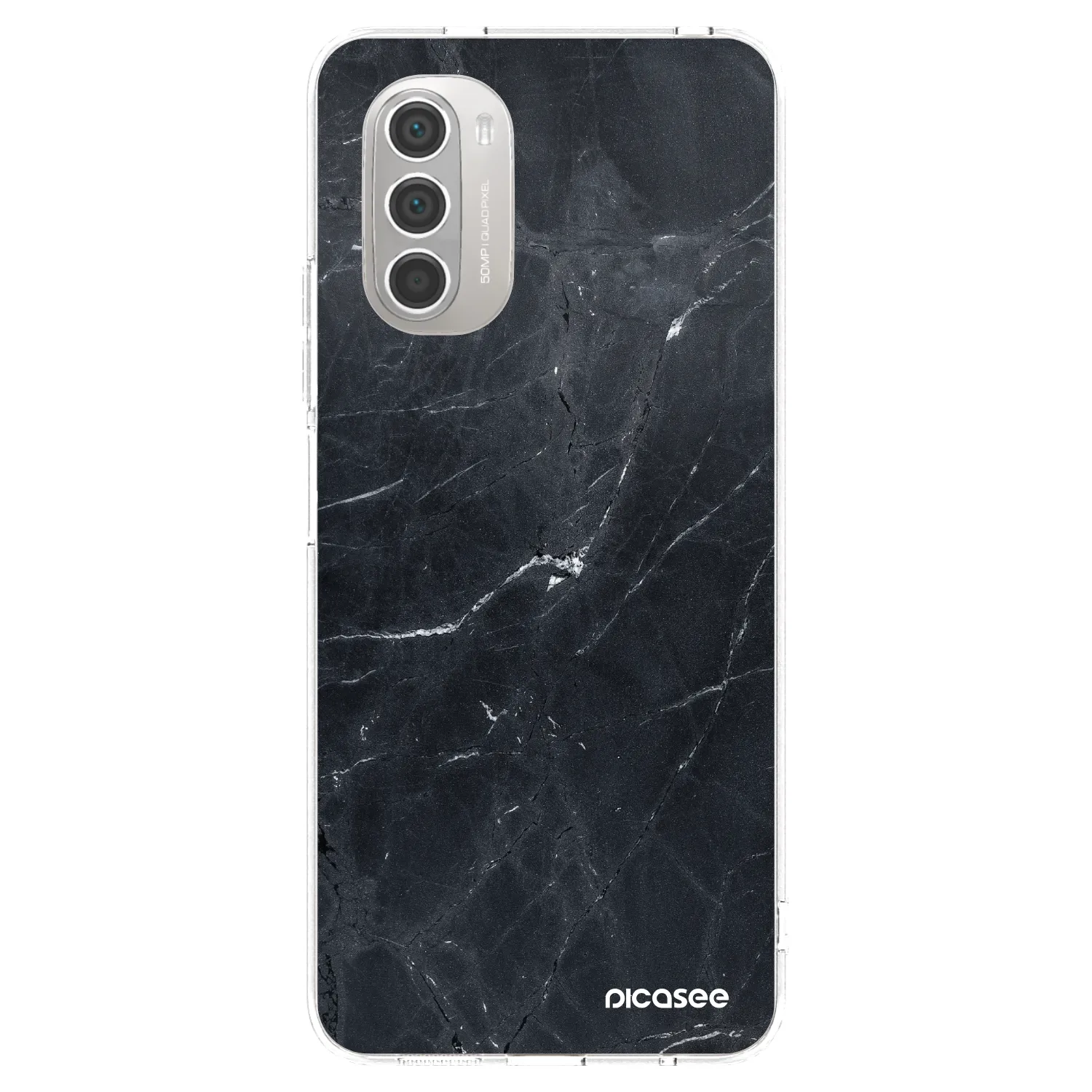 Picasee silikonski prozorni ovitek za Motorola Moto G51 - Black marble