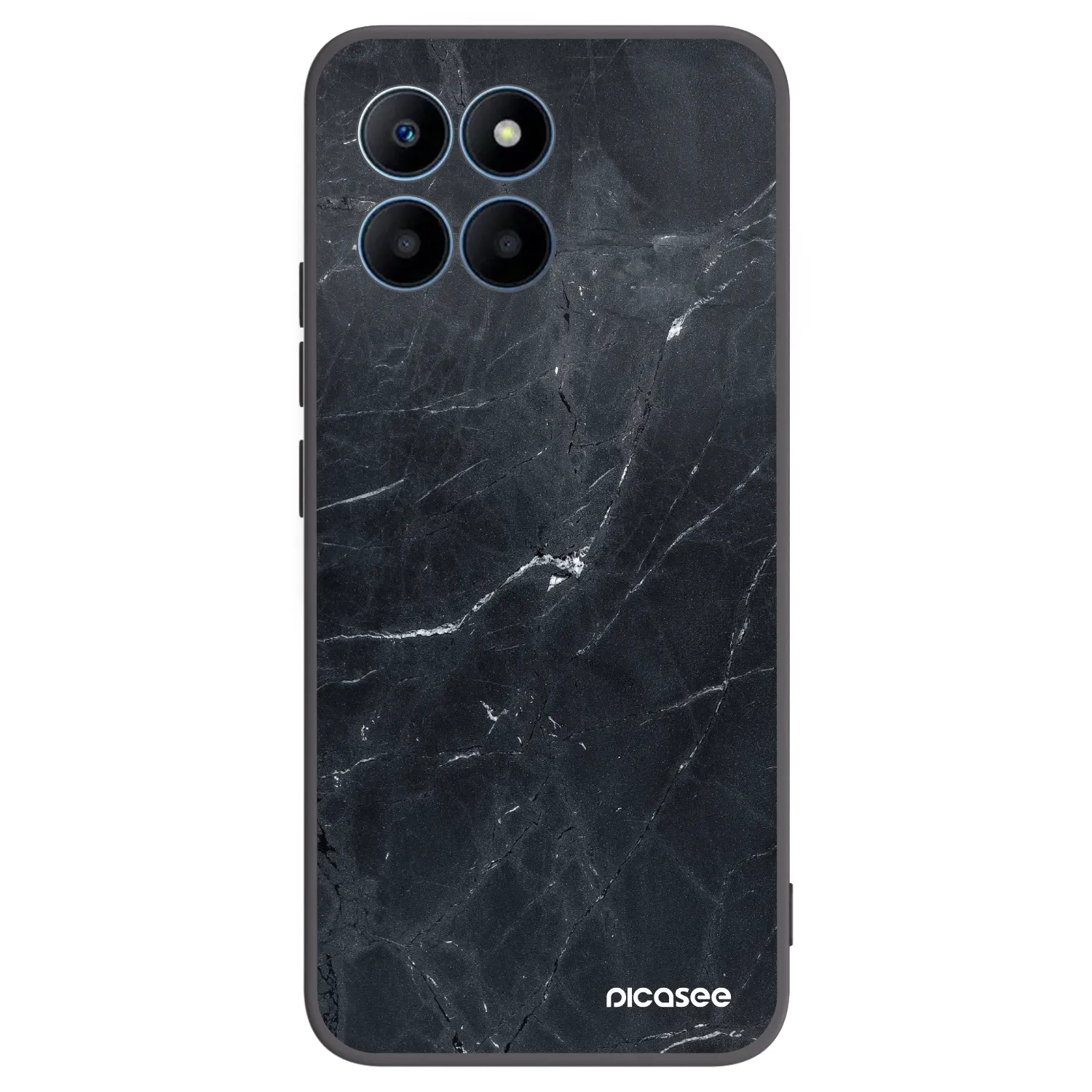 Picasee silikonski črni ovitek za Honor 70 Lite - Black marble