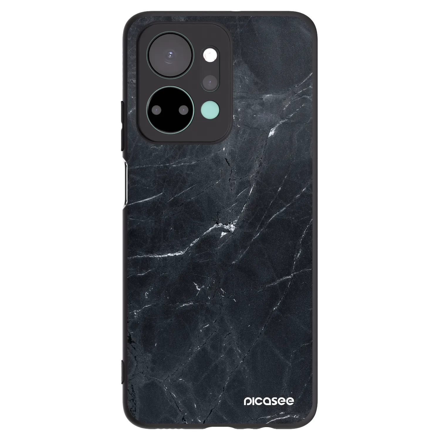 Picasee silikonski črni ovitek za Honor X7a - Black marble