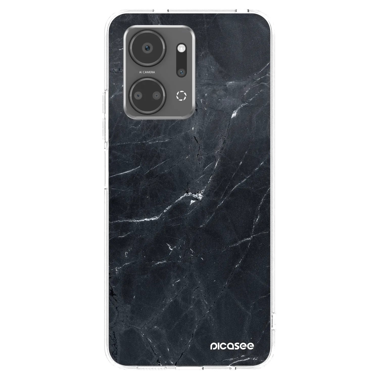 Picasee silikonski prozorni ovitek za Honor X7a - Black marble