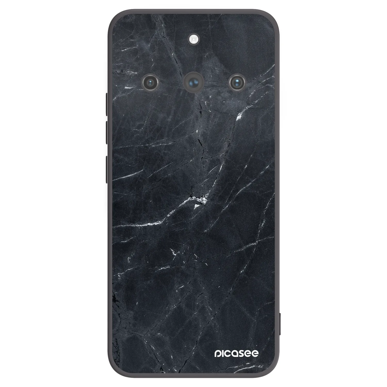 Picasee silikonski črni ovitek za Realme 11 Pro+ - Black marble