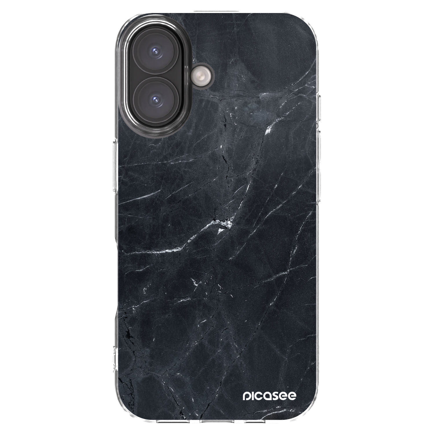 Picasee silikonski prozorni ovitek za Apple iPhone 16 - Black marble
