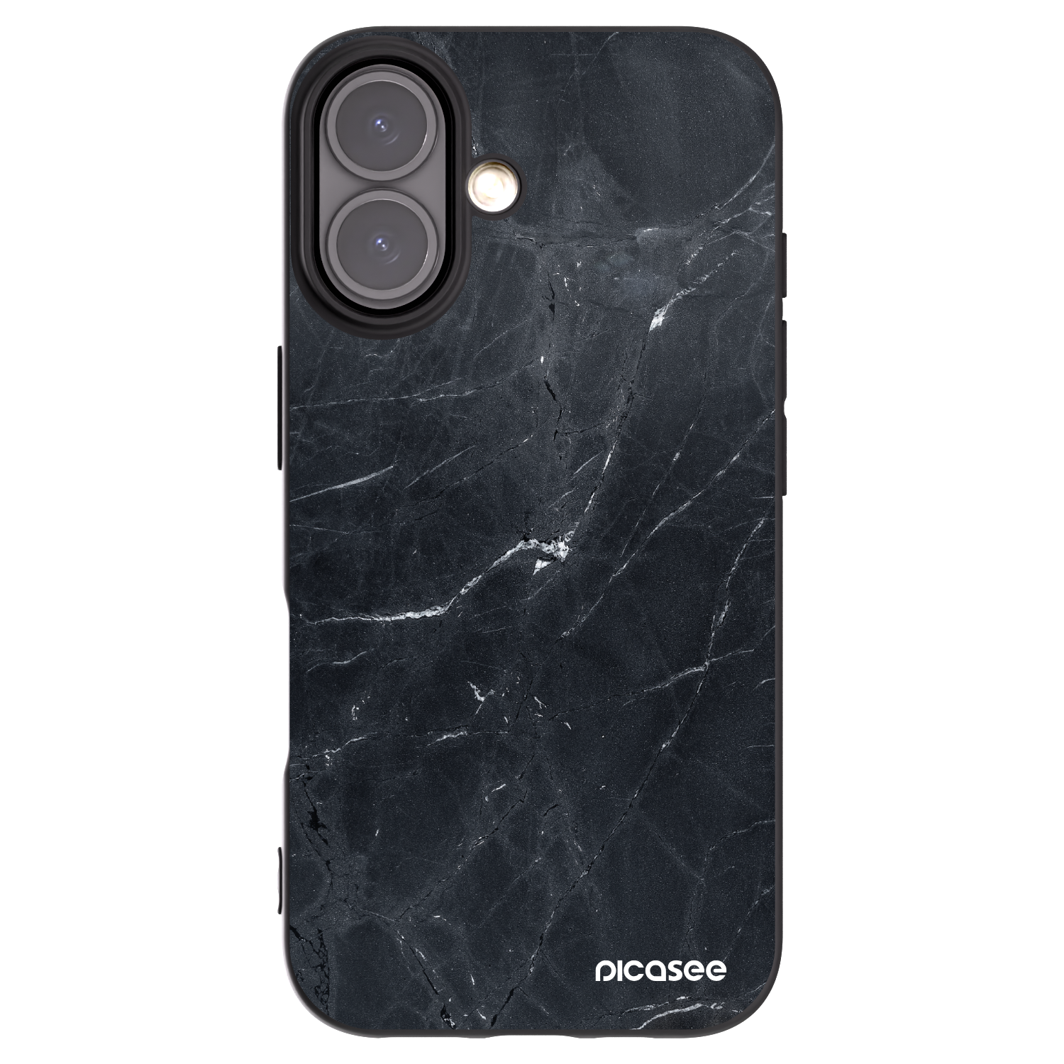 Picasee silikonski črni ovitek za Apple iPhone 16 - Black marble