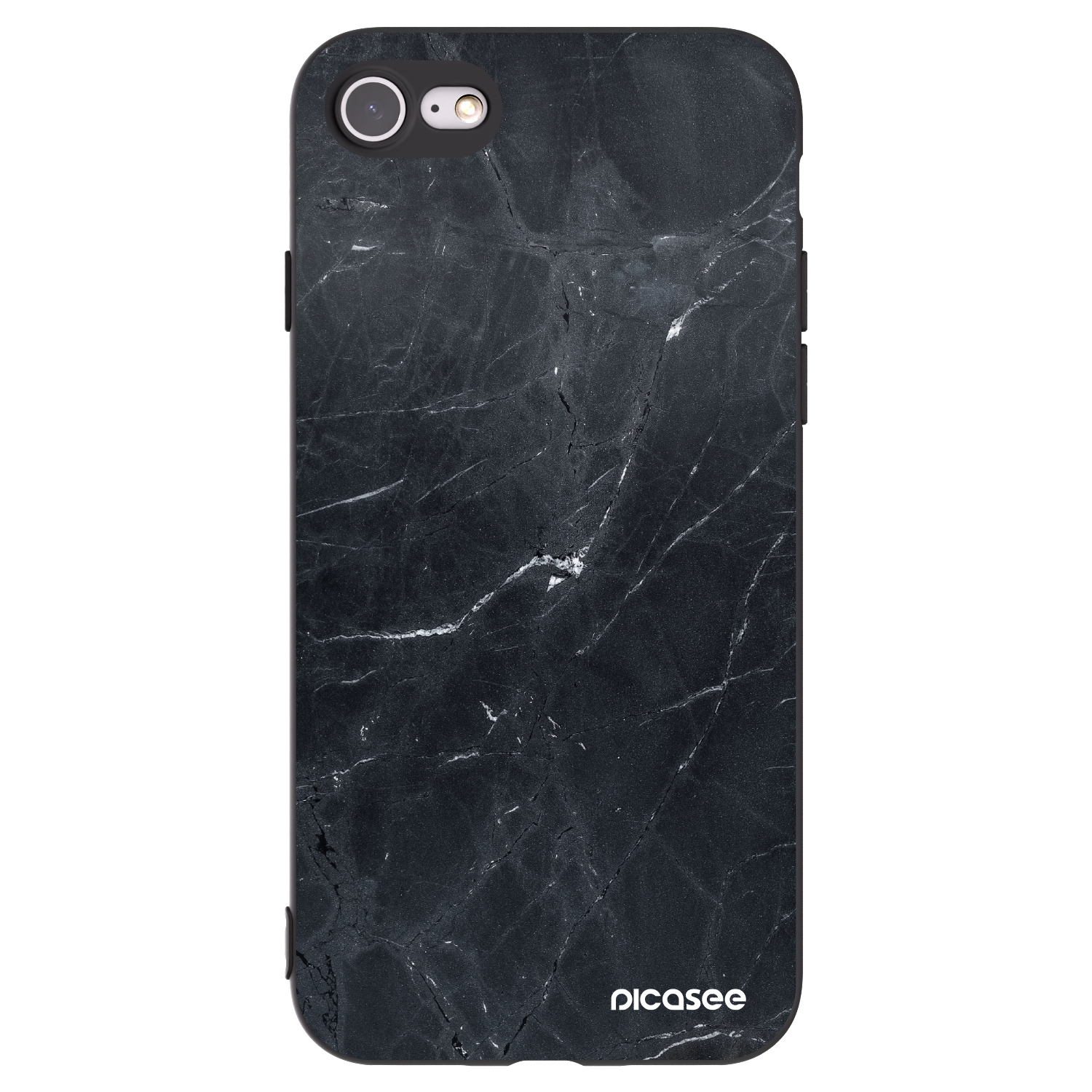 Picasee silikonski črni ovitek za Apple iPhone 8 - Black marble