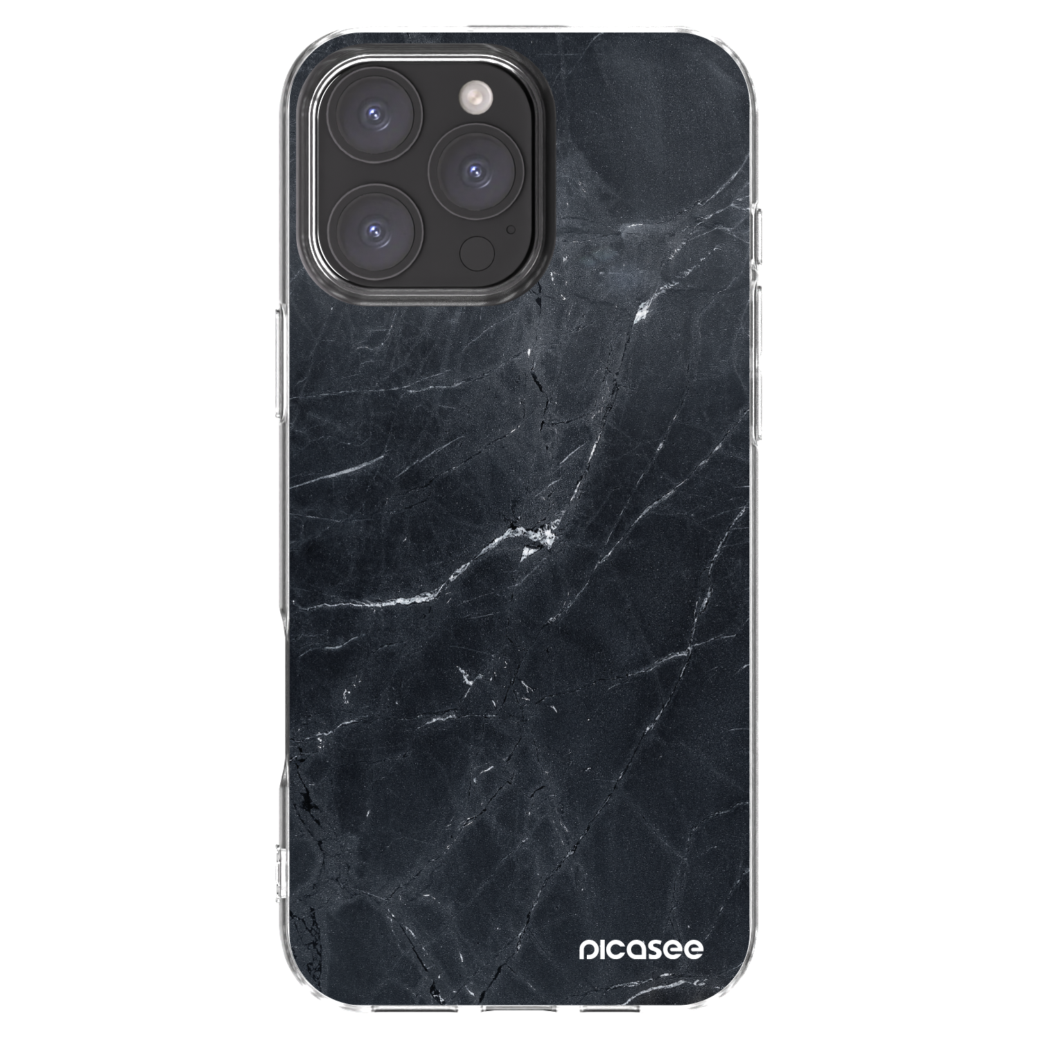 Picasee silikonski prozorni ovitek za Apple iPhone 16 Pro Max - Black marble