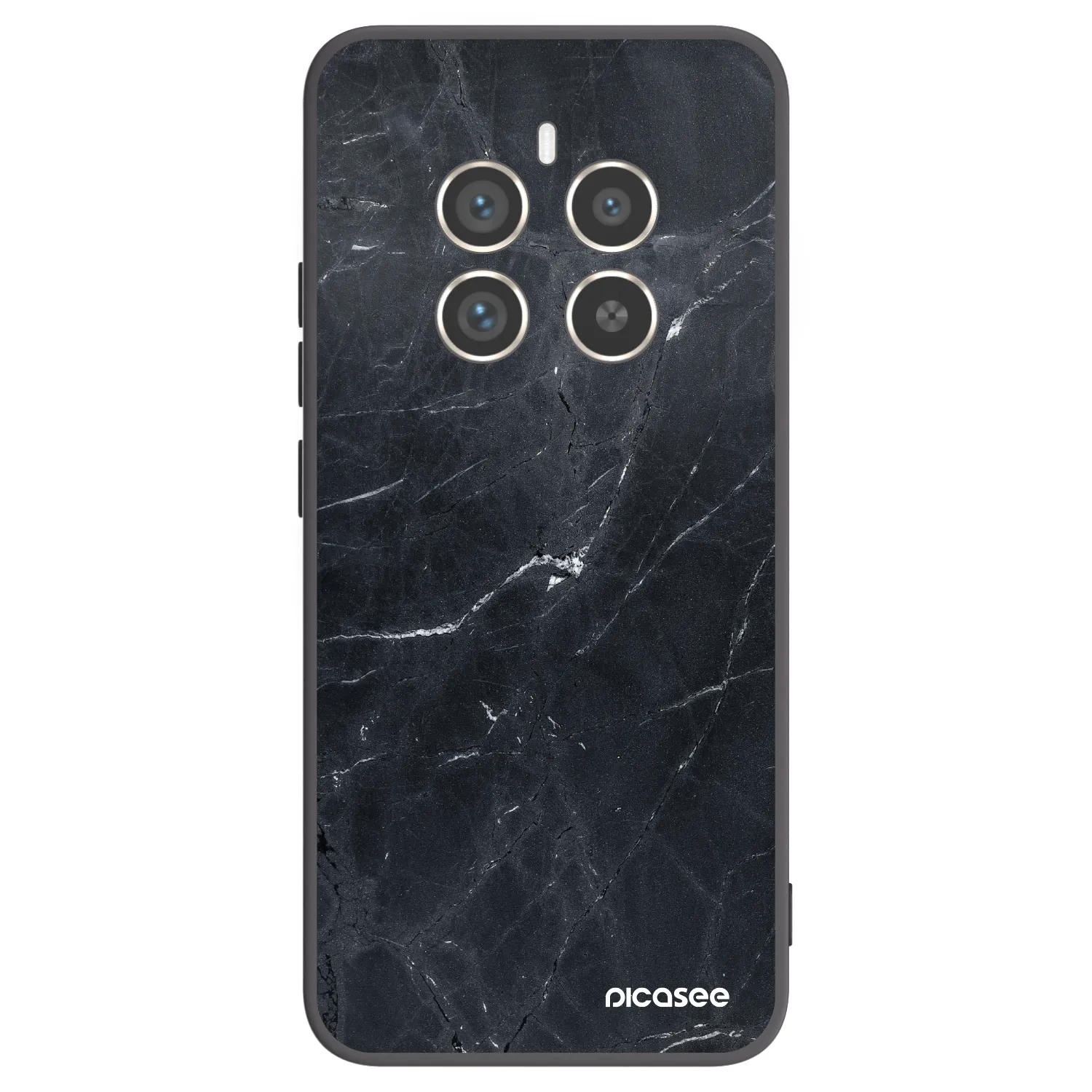 Picasee silikonski črni ovitek za Realme 12 Pro 5G - Black marble