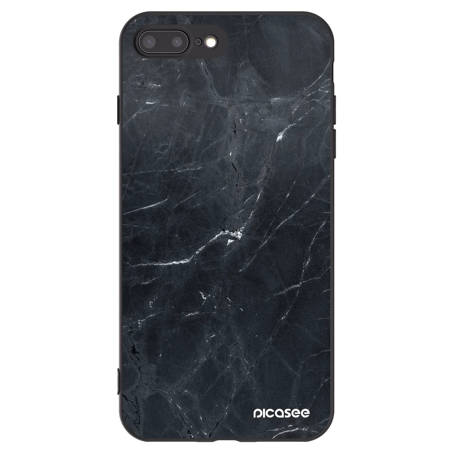 Picasee silikonski črni ovitek za Apple iPhone 7 Plus - Black marble