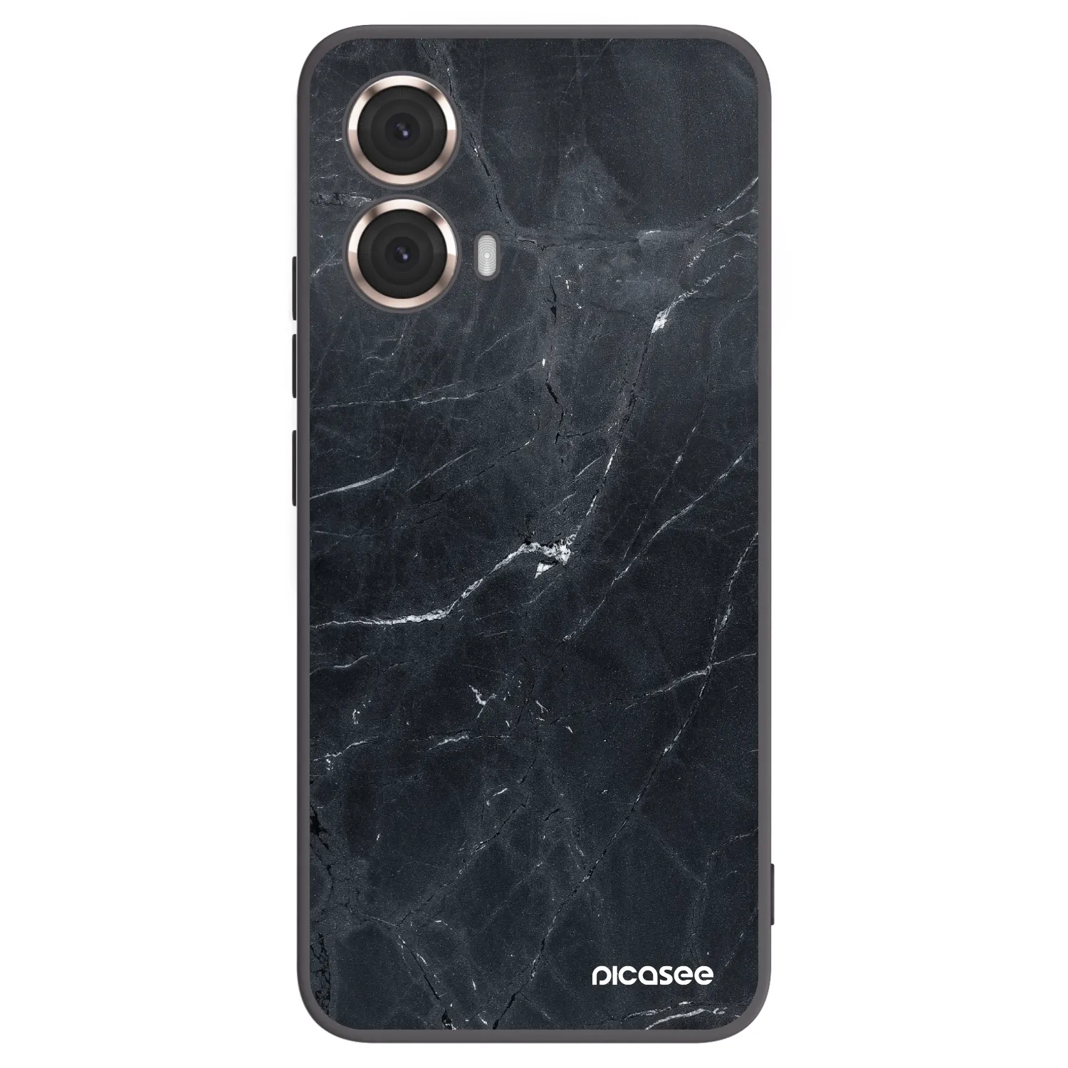 Picasee silikonski črni ovitek za Motorola Moto G85 - Black marble