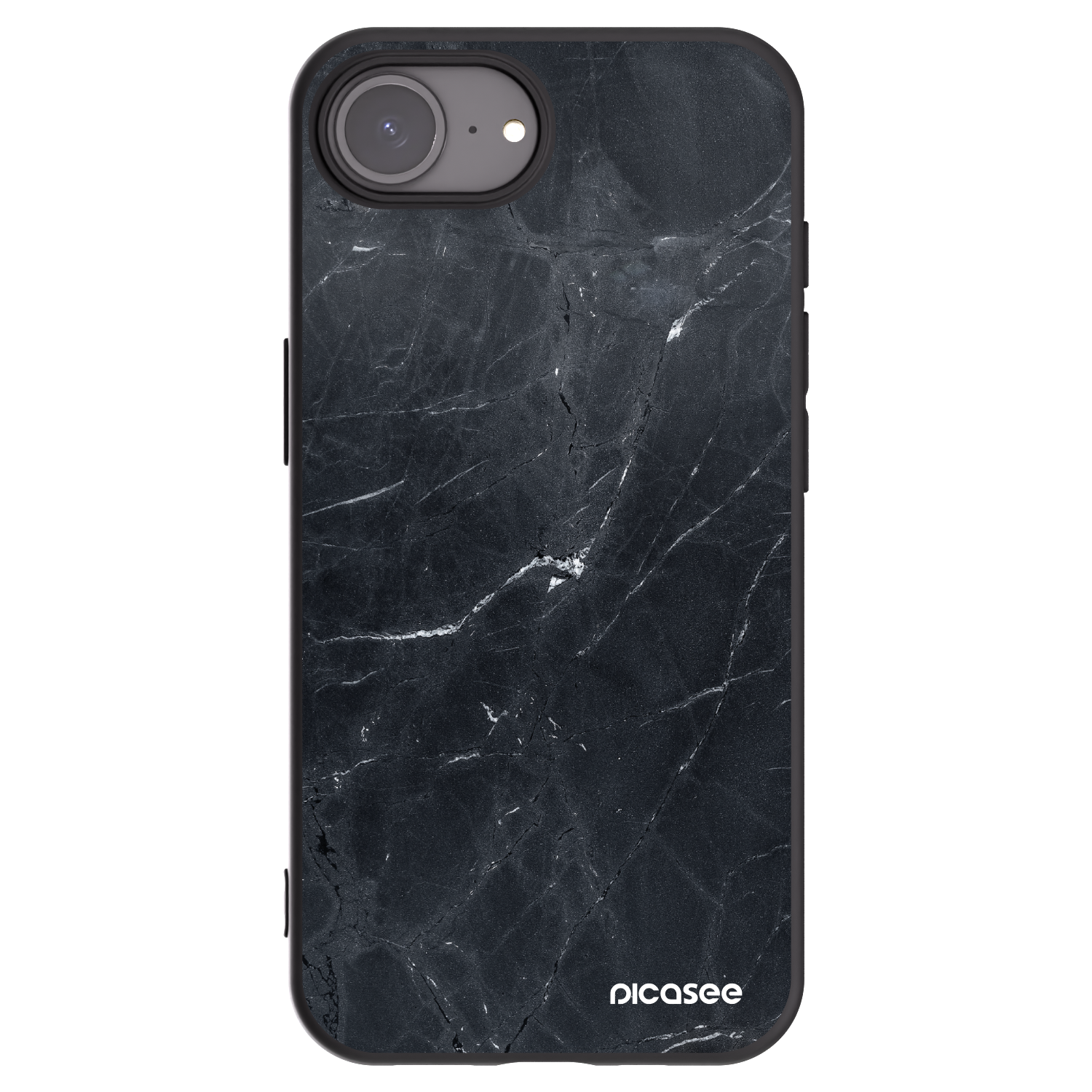 Picasee silikonski črni ovitek za Apple iPhone 16e - Black marble