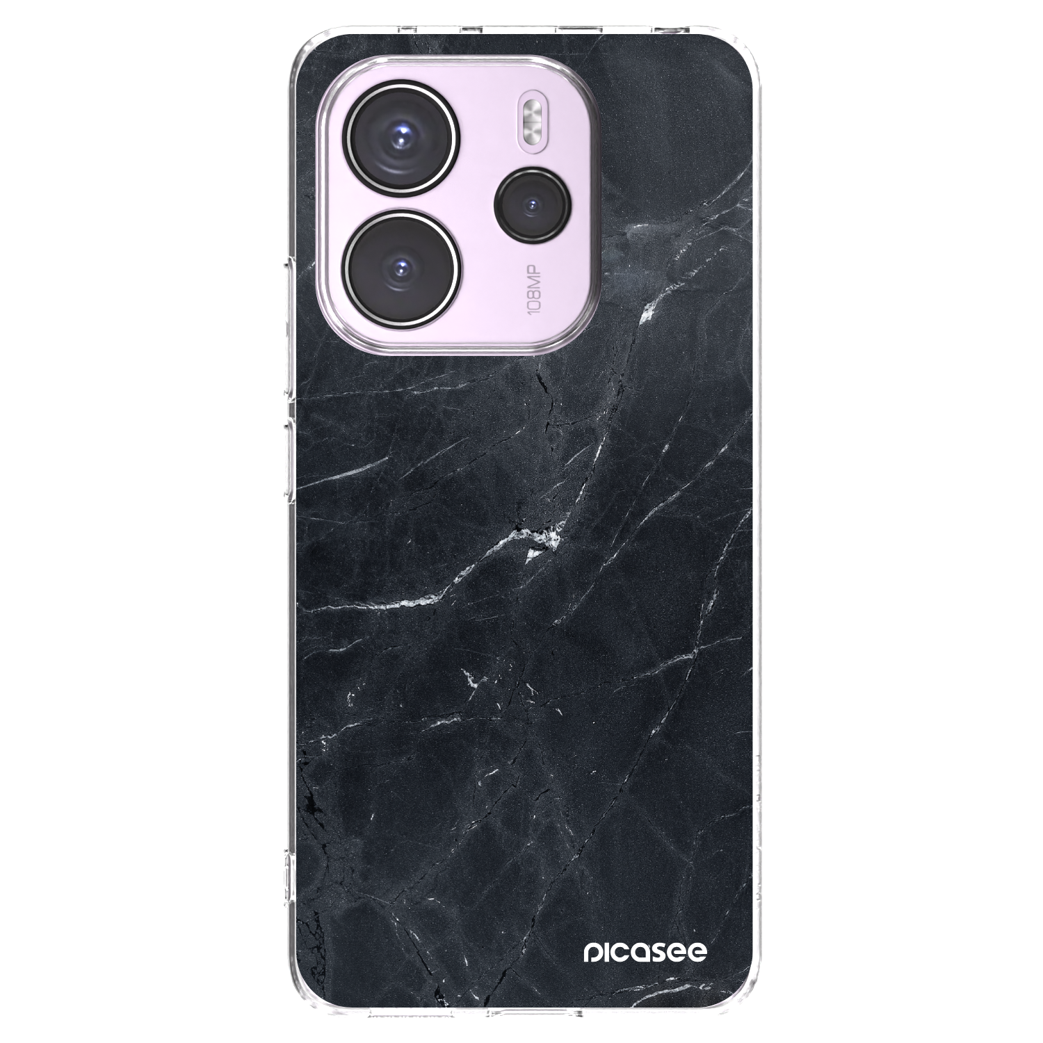 Picasee silikonski prozorni ovitek za Xiaomi Redmi Note 14 4G - Black marble