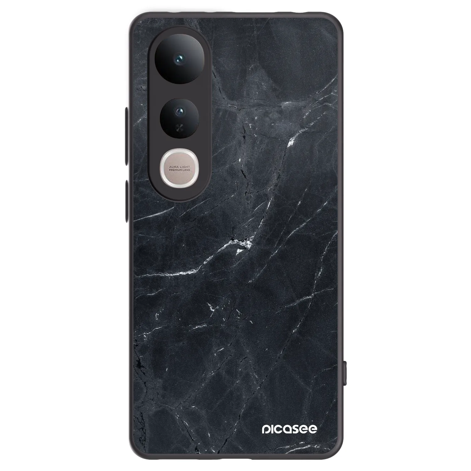 Picasee silikonski črni ovitek za Vivo V50 Lite 5G - Black marble