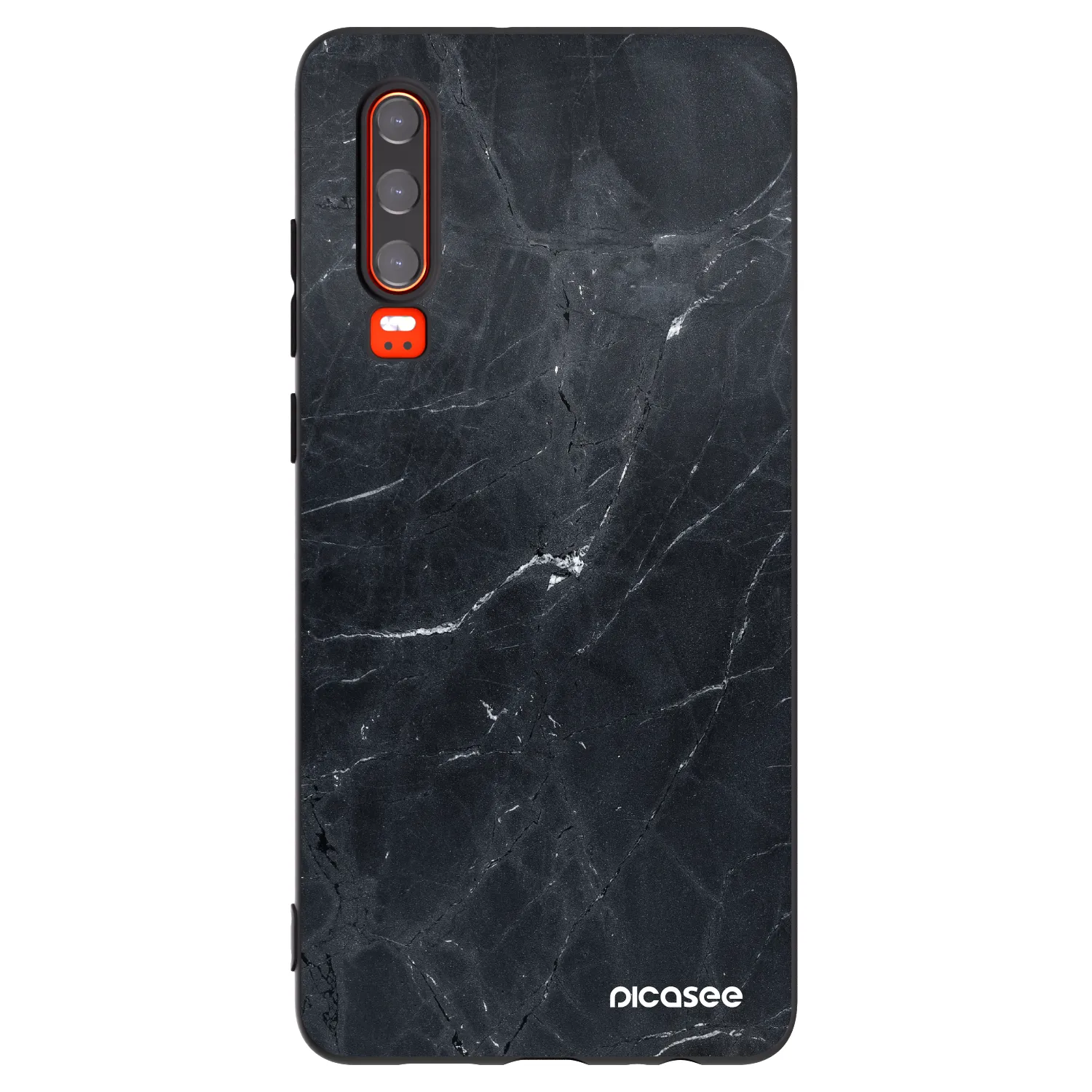 Picasee silikonski črni ovitek za Huawei P30 - Black marble