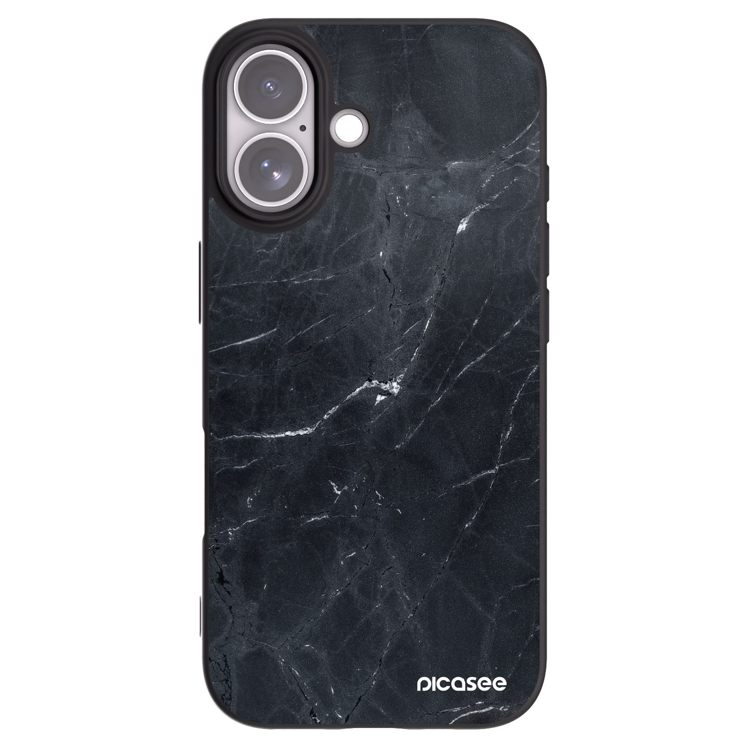 Picasee silikonski črni ovitek za Apple iPhone 17 - Black marble