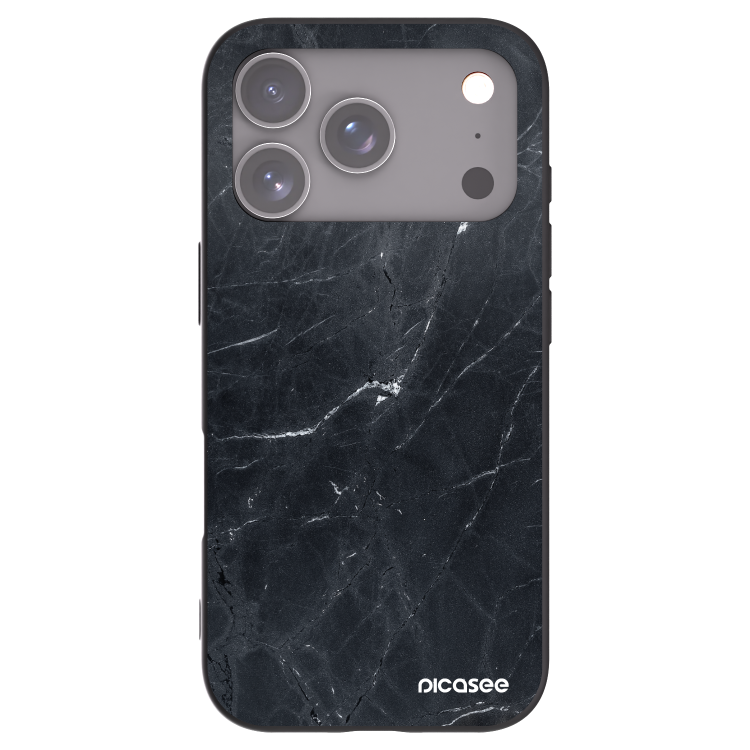 Picasee silikonski črni ovitek za Apple iPhone 17 Pro - Black marble
