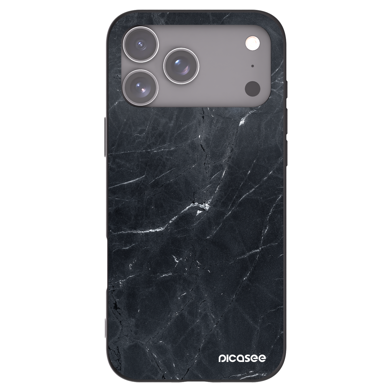 Picasee silikonski črni ovitek za Apple iPhone 17 Pro Max - Black marble
