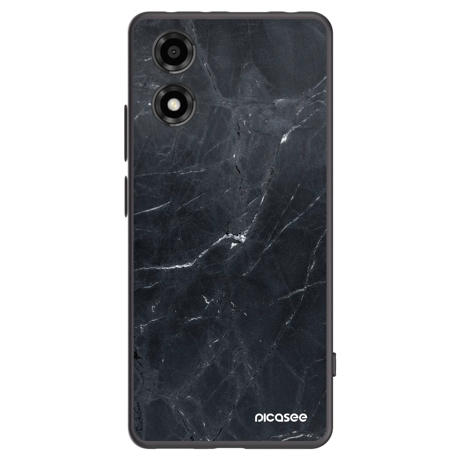 Picasee silikonski črni ovitek za Motorola Moto E14 - Black marble