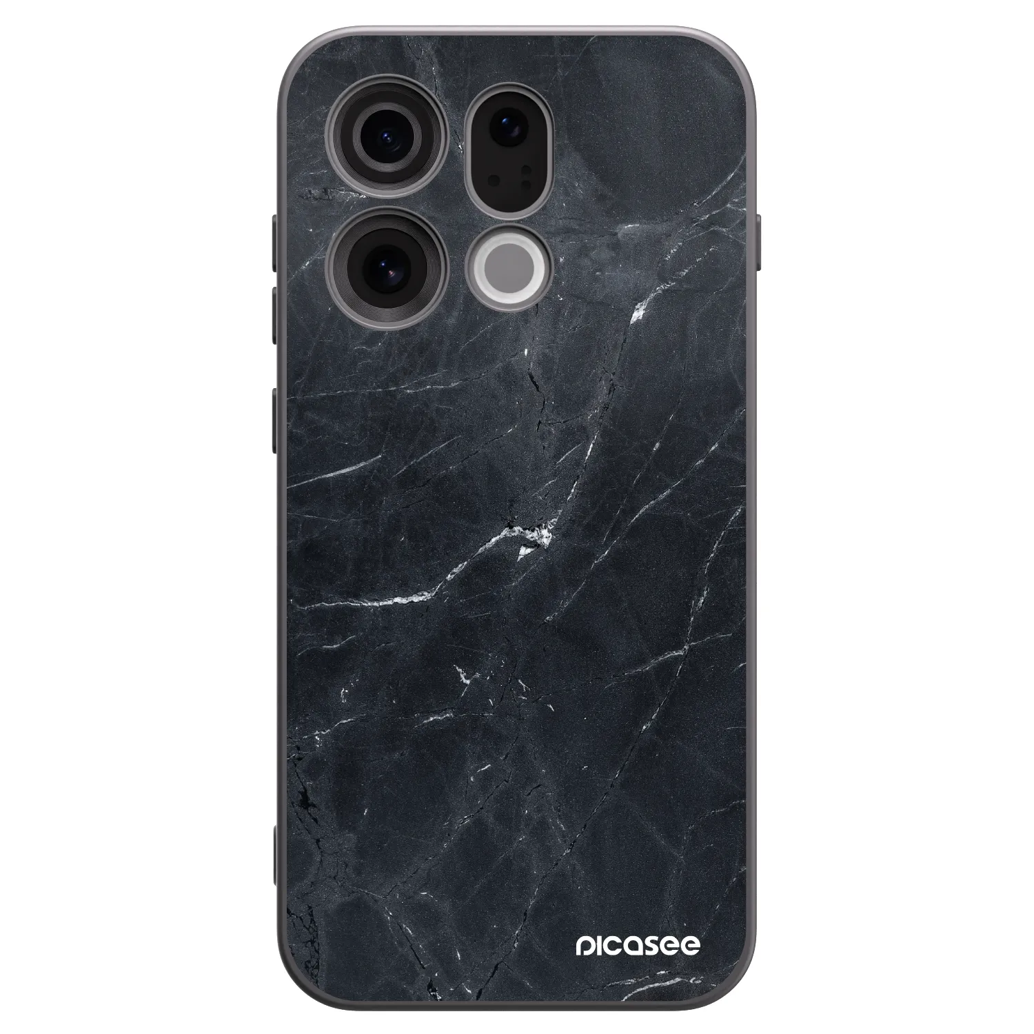 Picasee silikonski črni ovitek za OPPO Find X9 - Black marble