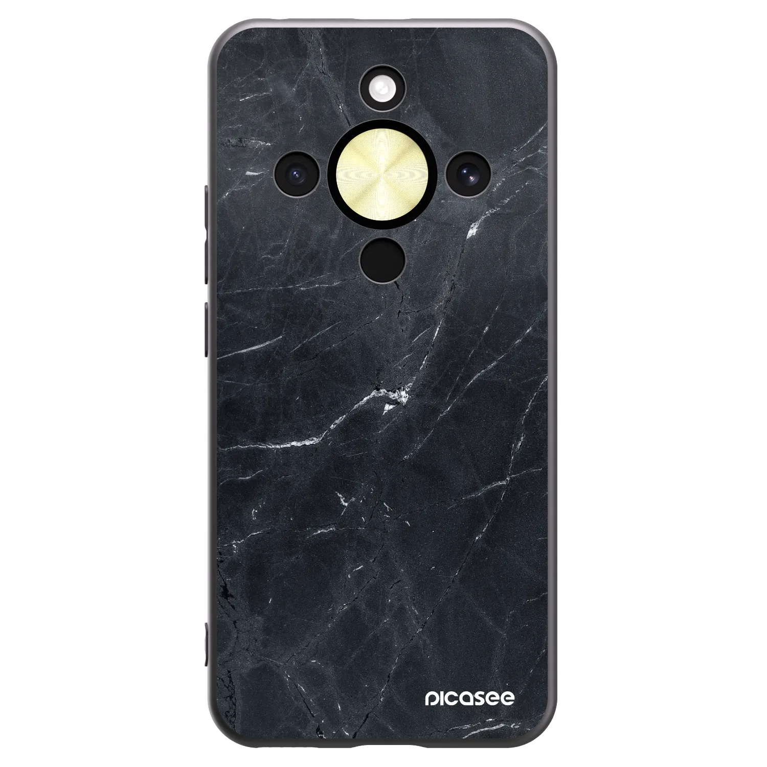 Picasee silikonski črni ovitek za Honor Magic8 Lite 5G - Black marble