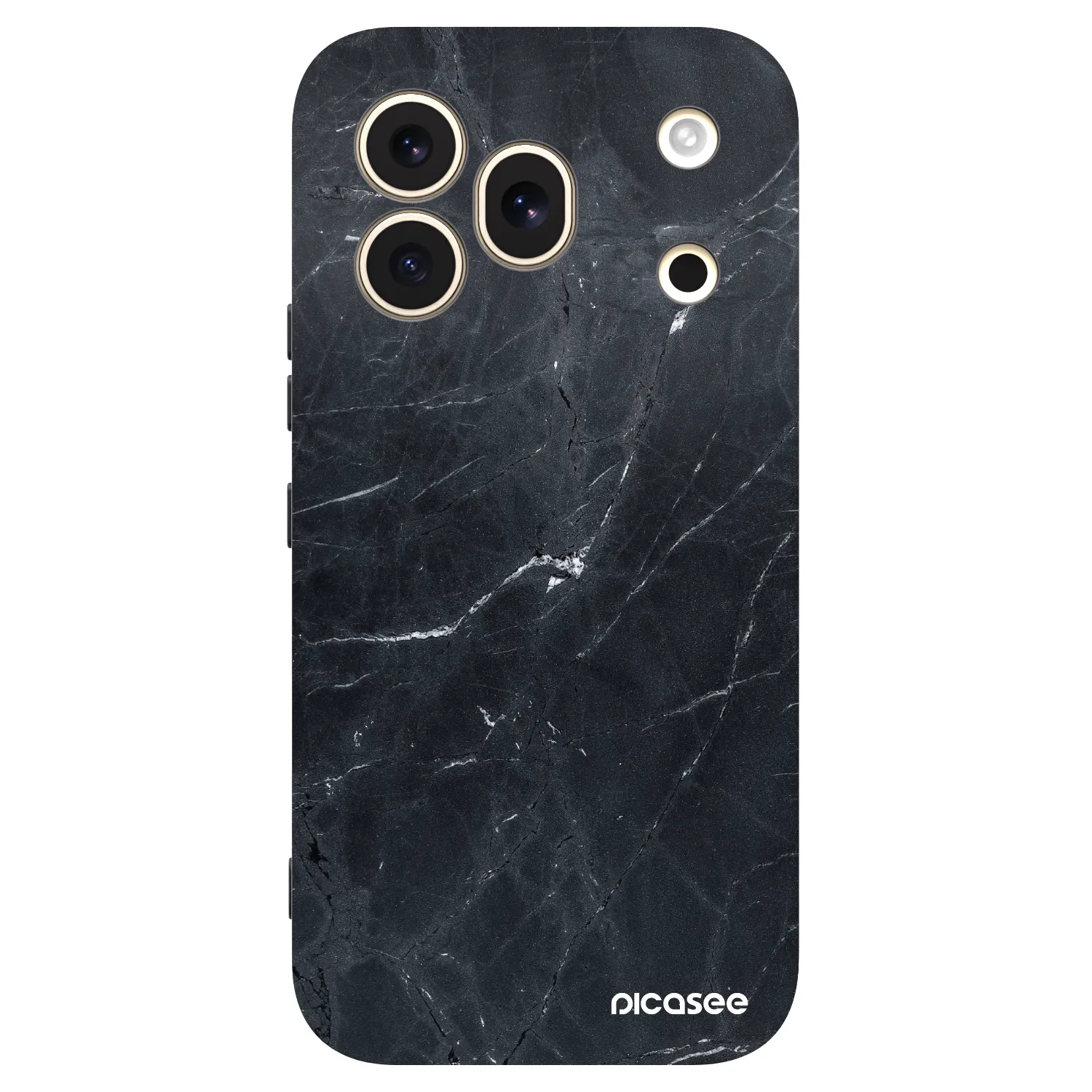 Picasee silikonski črni ovitek za Honor 600 Pro - Black marble