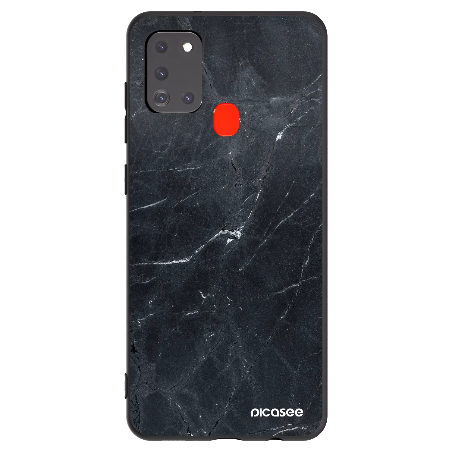 Picasee silikonski črni ovitek za Samsung Galaxy A21s - Black marble