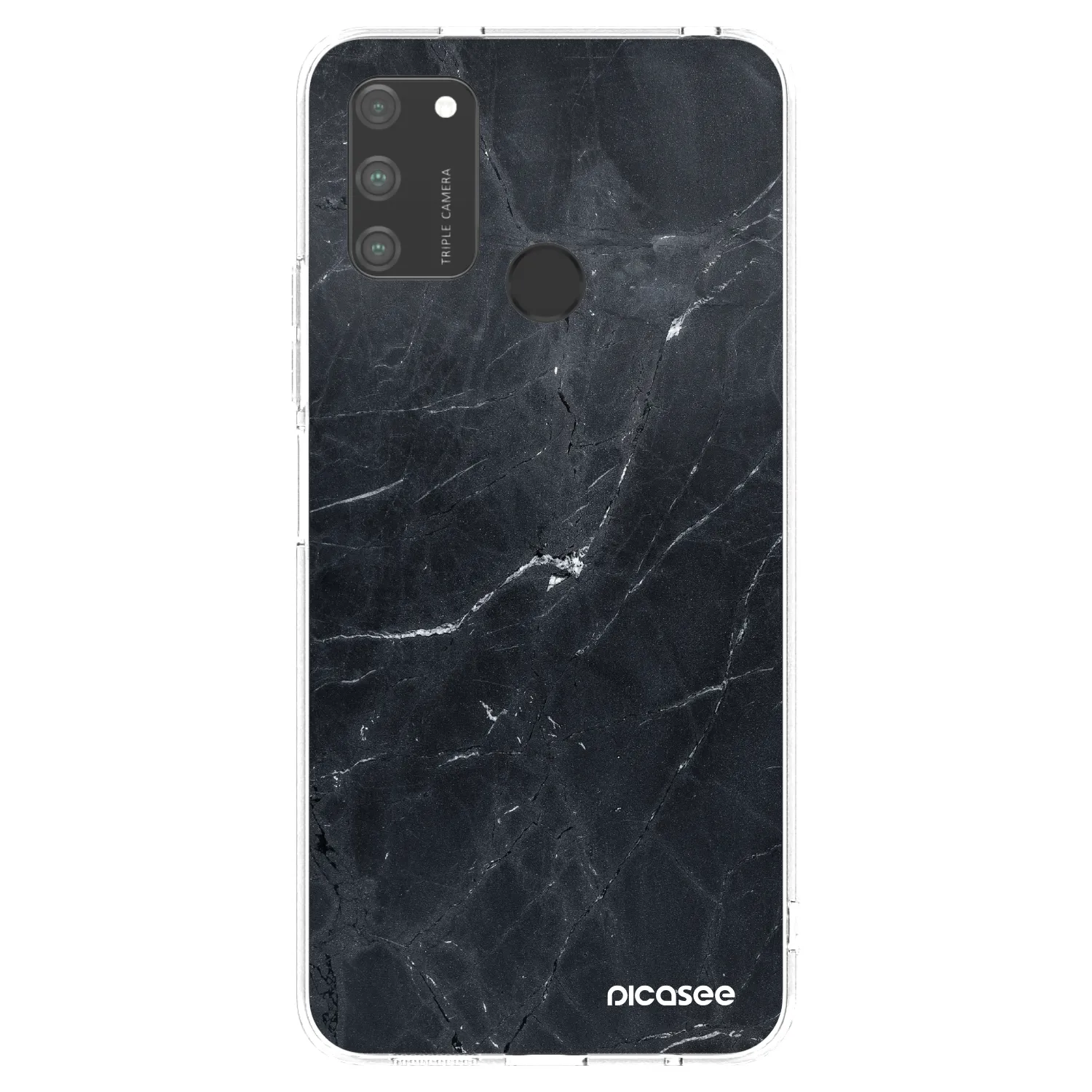 Picasee silikonski prozorni ovitek za Honor 9A - Black marble