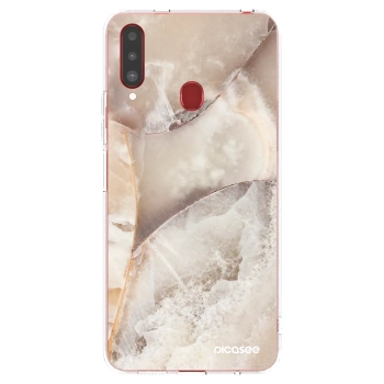 Picasee silikonski prozorni ovitek za Samsung Galaxy A20s - Cream marble