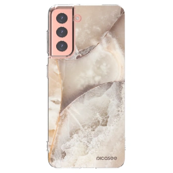 Picasee silikonski prozorni ovitek za Samsung Galaxy S21 5G G991B - Cream marble