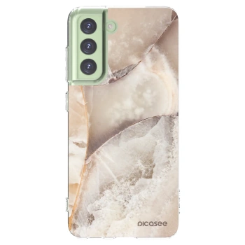 Picasee silikonski prozorni ovitek za Samsung Galaxy S21 FE 5G - Cream marble