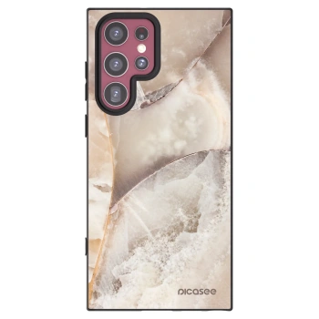 Picasee silikonski črni ovitek za Samsung Galaxy S22 Ultra 5G - Cream marble