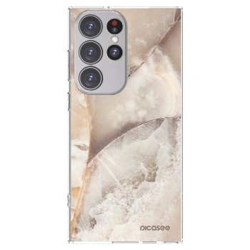 Picasee silikonski prozorni ovitek za Samsung Galaxy S23 Ultra 5G - Cream marble