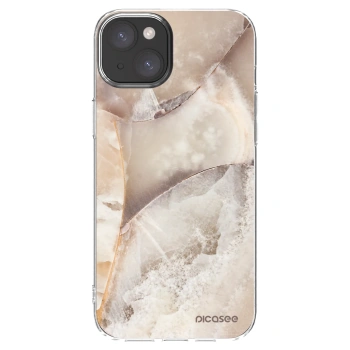 Picasee silikonski prozorni ovitek za Apple iPhone 15 Plus - Cream marble