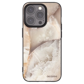 Picasee silikonski črni ovitek za Apple iPhone 15 Pro - Cream marble