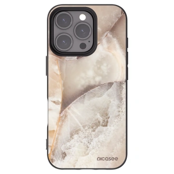 Picasee silikonski črni ovitek za Apple iPhone 16 Pro - Cream marble