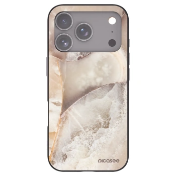 Picasee silikonski črni ovitek za Apple iPhone 17 Pro - Cream marble