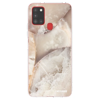 Picasee silikonski prozorni ovitek za Samsung Galaxy A21s - Cream marble