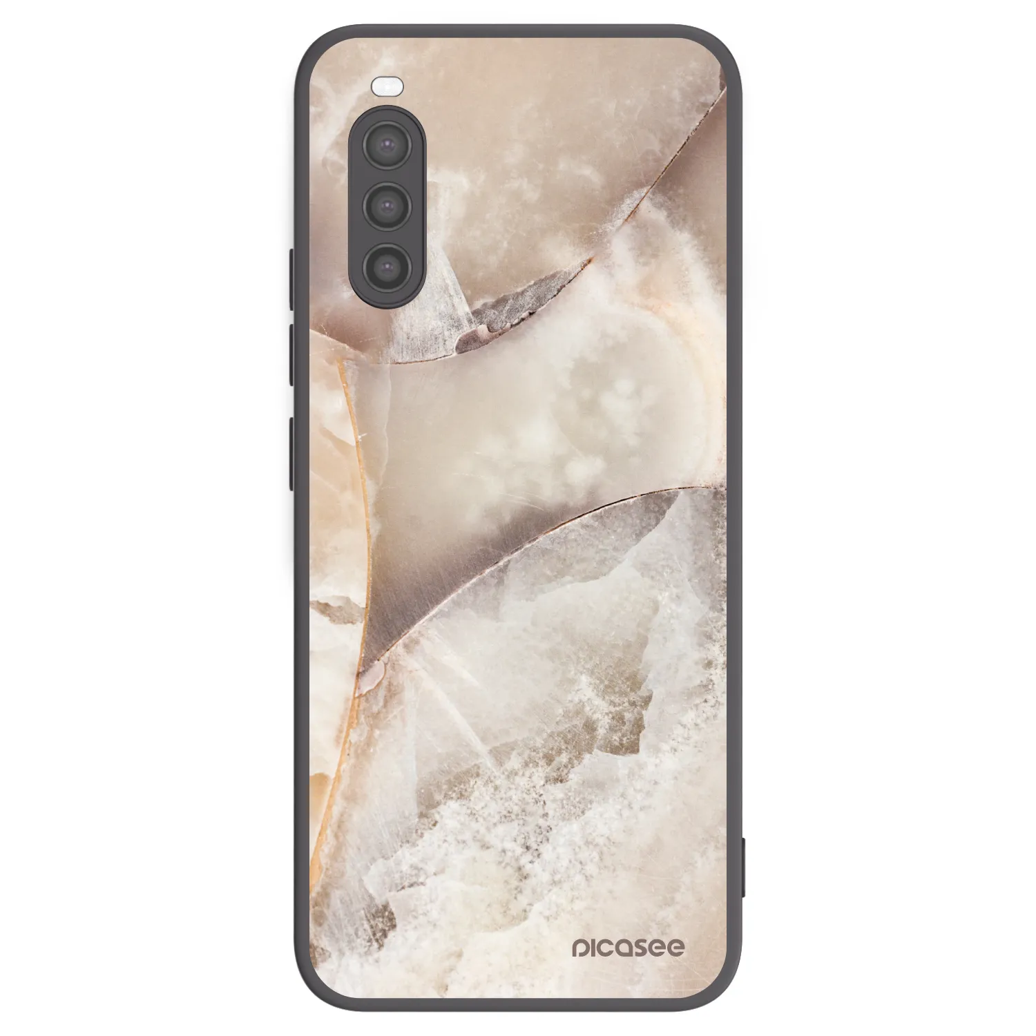 Picasee silikonski črni ovitek za Sony Xperia 10 II - Cream marble