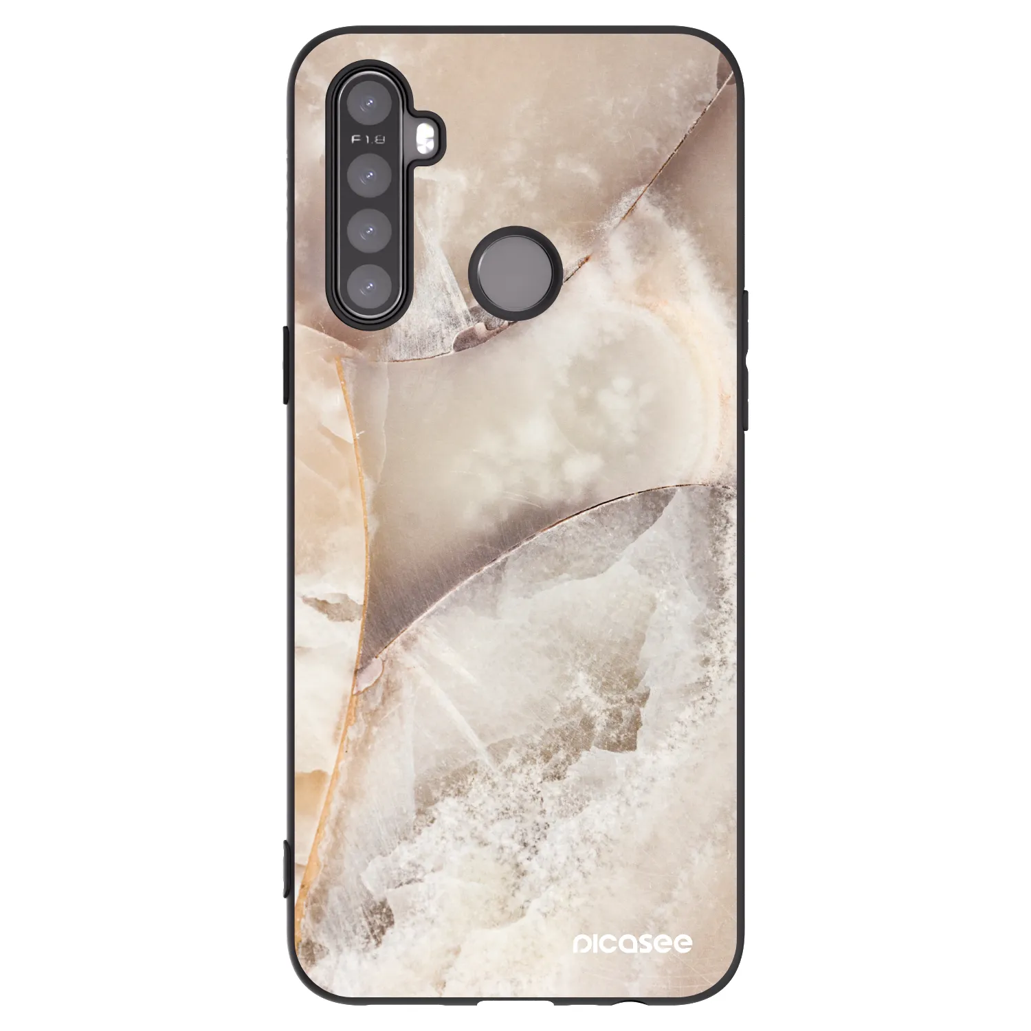 Picasee silikonski črni ovitek za Realme 5 - Cream marble
