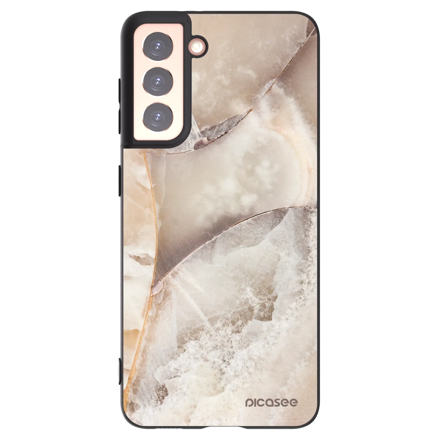 Picasee silikonski črni ovitek za Samsung Galaxy S21 5G G991B - Cream marble