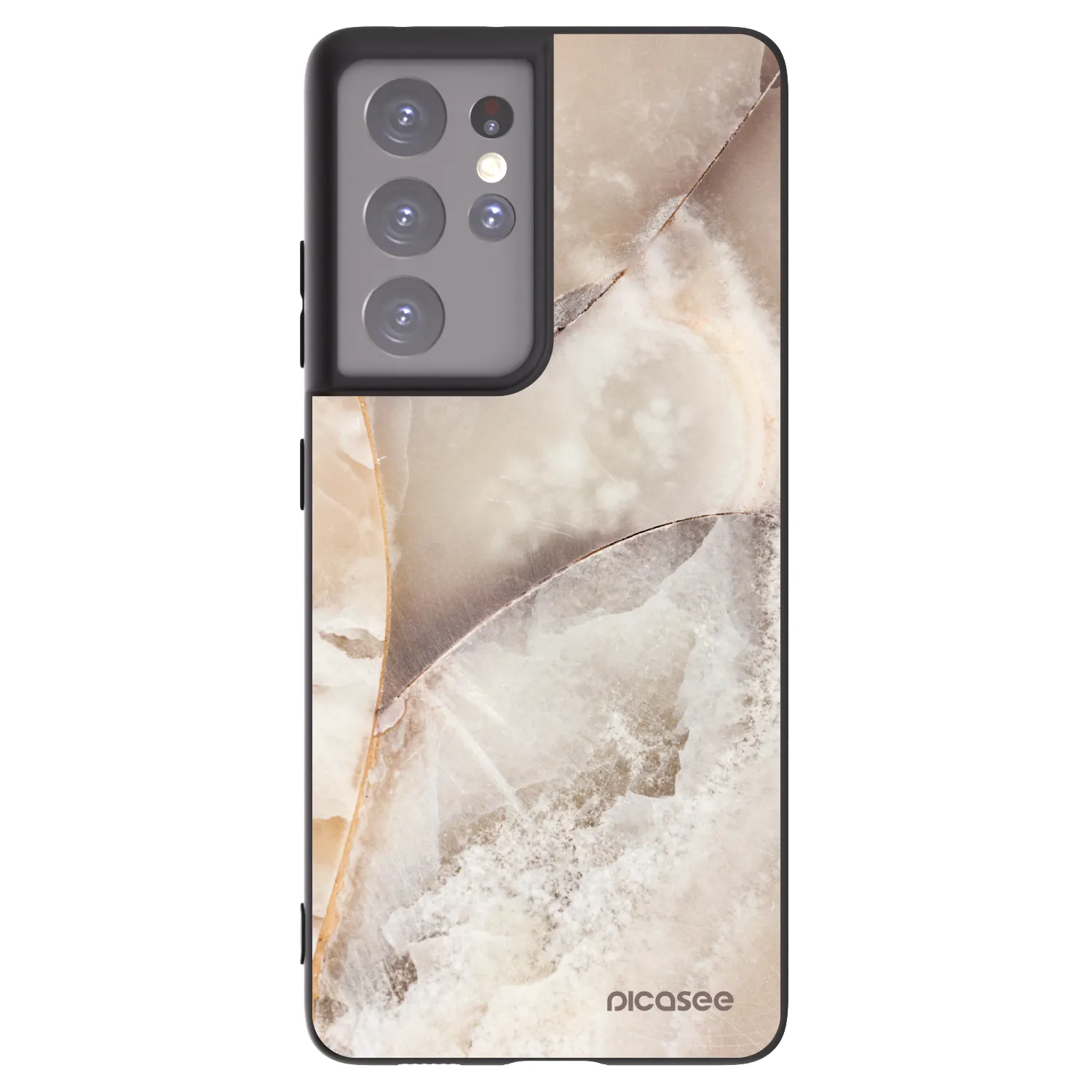 Picasee silikonski črni ovitek za Samsung Galaxy S21 Ultra 5G G998B - Cream marble