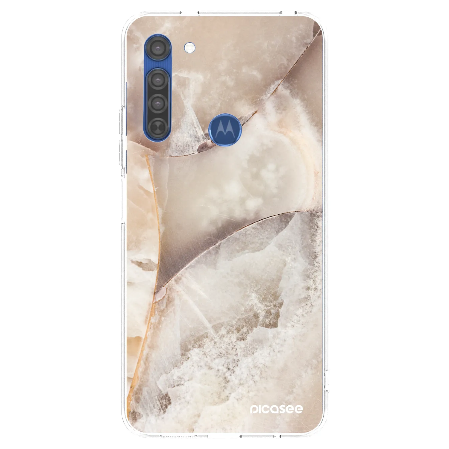 Picasee silikonski prozorni ovitek za Motorola Moto G8 - Cream marble