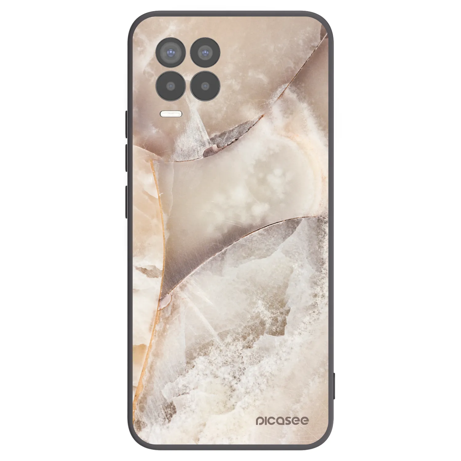 Picasee silikonski črni ovitek za Realme 8 4G - Cream marble