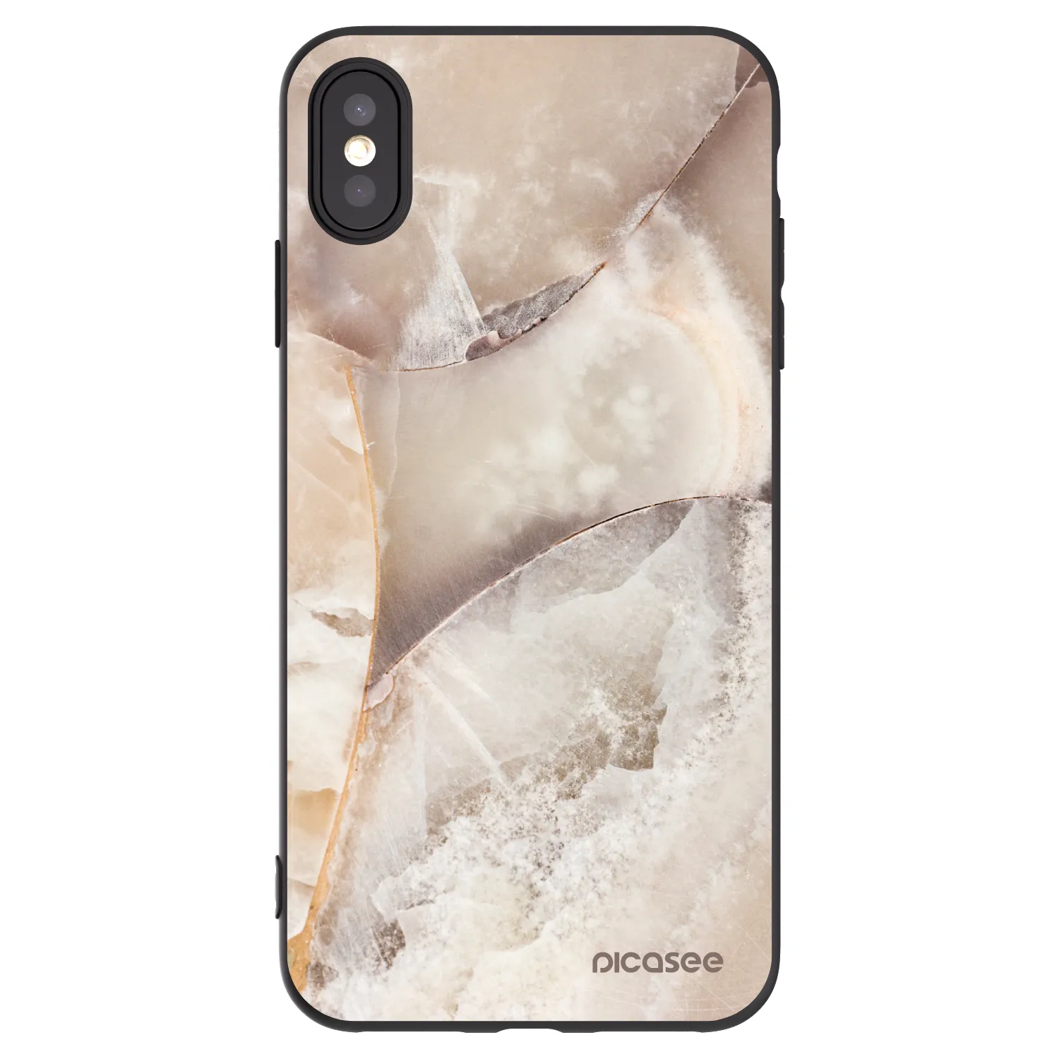 Picasee silikonski črni ovitek za Apple iPhone XS Max - Cream marble