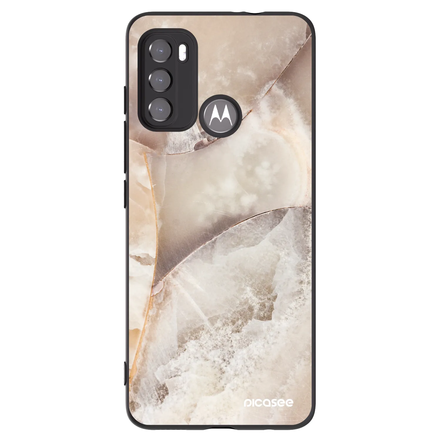 Picasee silikonski črni ovitek za Motorola Moto G60 - Cream marble