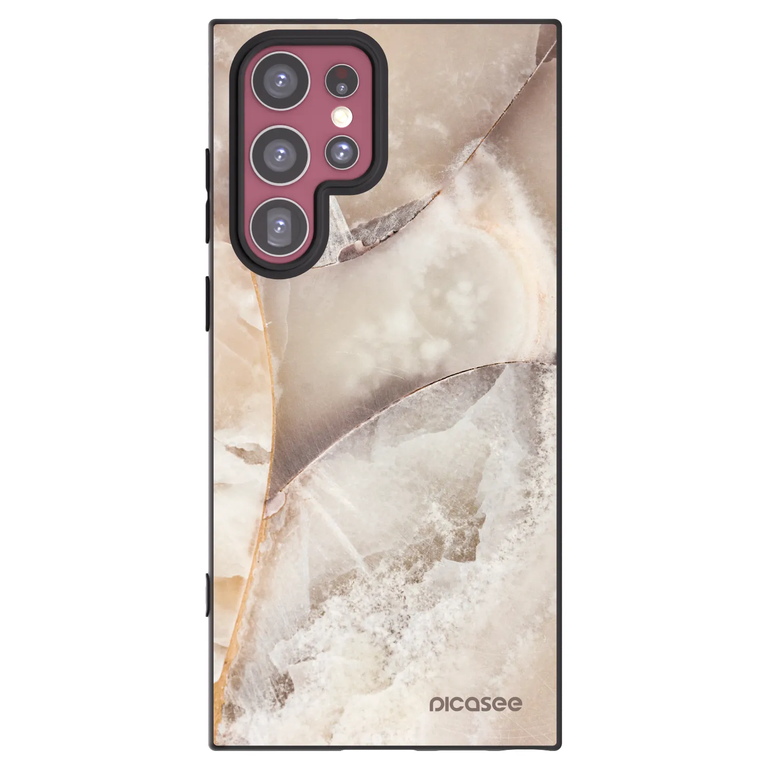 Picasee silikonski črni ovitek za Samsung Galaxy S22 Ultra 5G - Cream marble